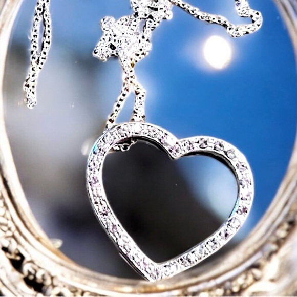 Vintage Cubic zirconia, heart charm, heart pendant Silver 925 - Picture 10 of 16